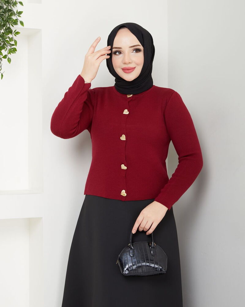 Kalpli Triko Hırka Bordo