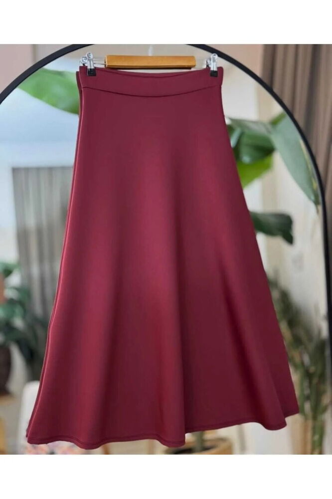 Kloş Scuba Kumaş Etek Bordo