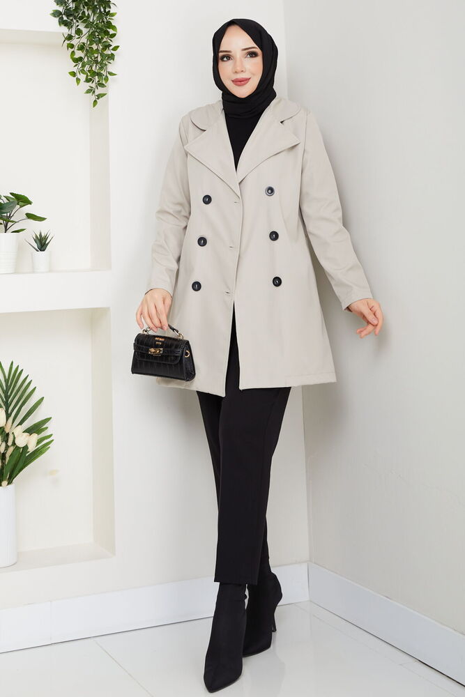 Kemerli Basic Trençkot Bej