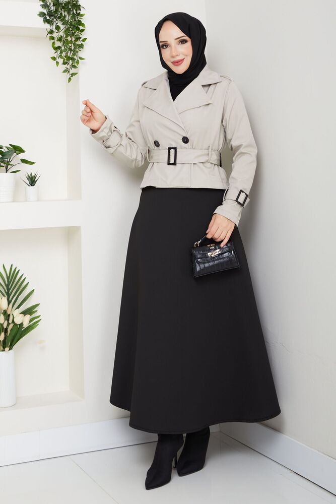 Etek Üstü Kısa Trençkot Bej