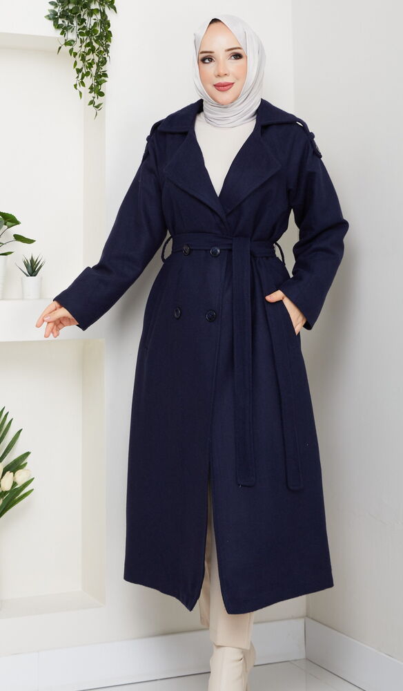 Apoletli Uzun Boy Kaşe Kaban Laci