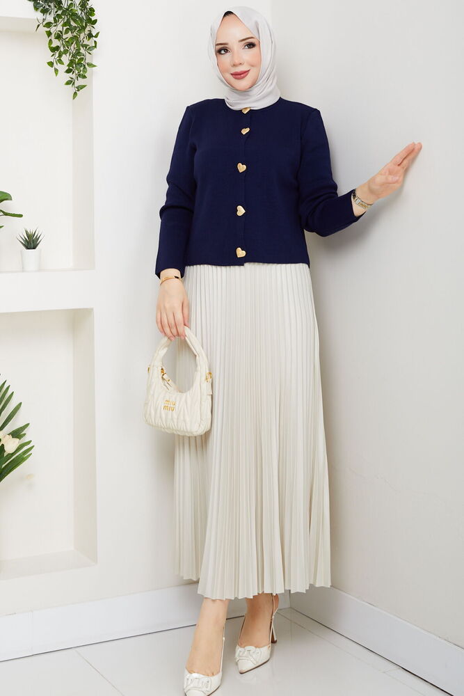 Kalpli Triko Hırkalı Piliseli Etek Takım Laci