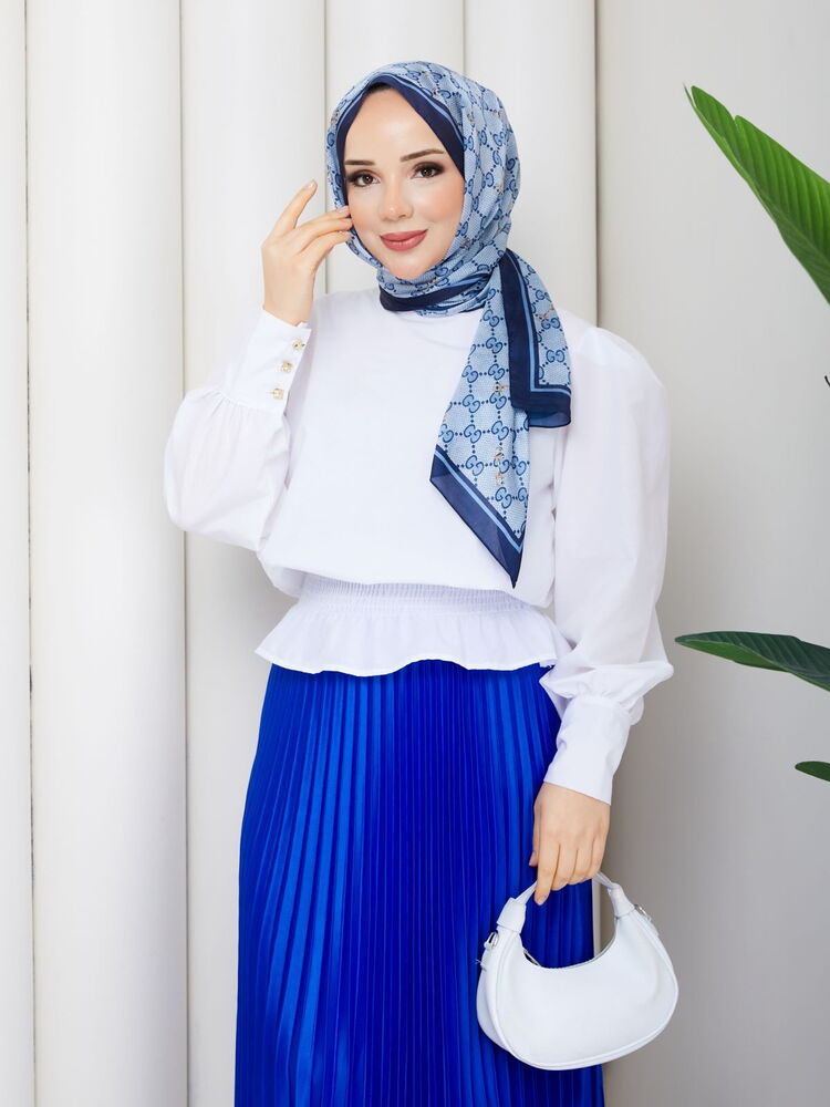 Gipeli Balon Kol Gömlek Beyaz