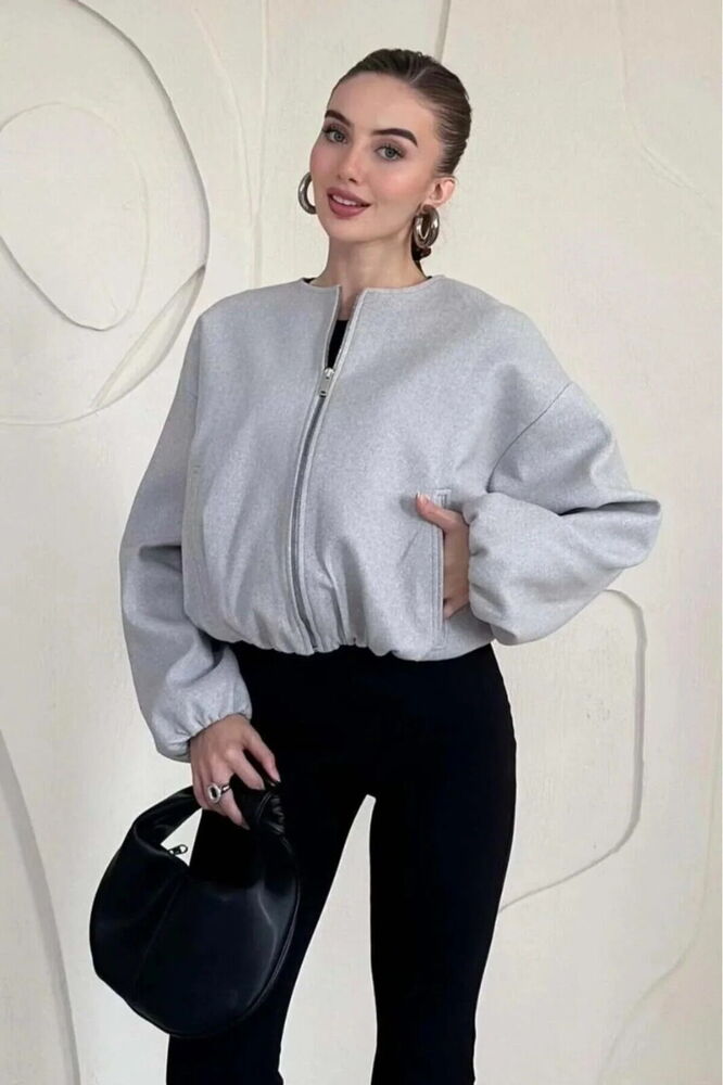 Kaşe Bomber Ceket Gri