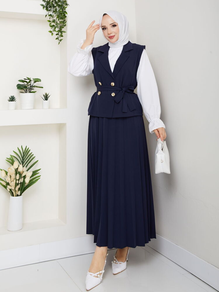 Üçlü Yelekli Etekli Takım Laci