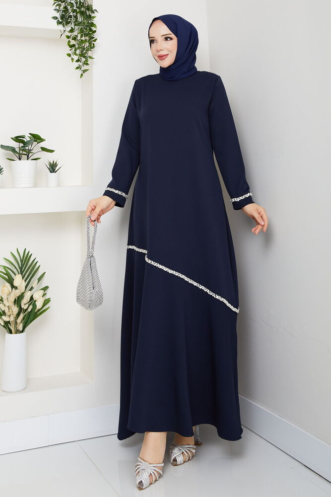 Taş Detaylı Tesettür Elbise Laci