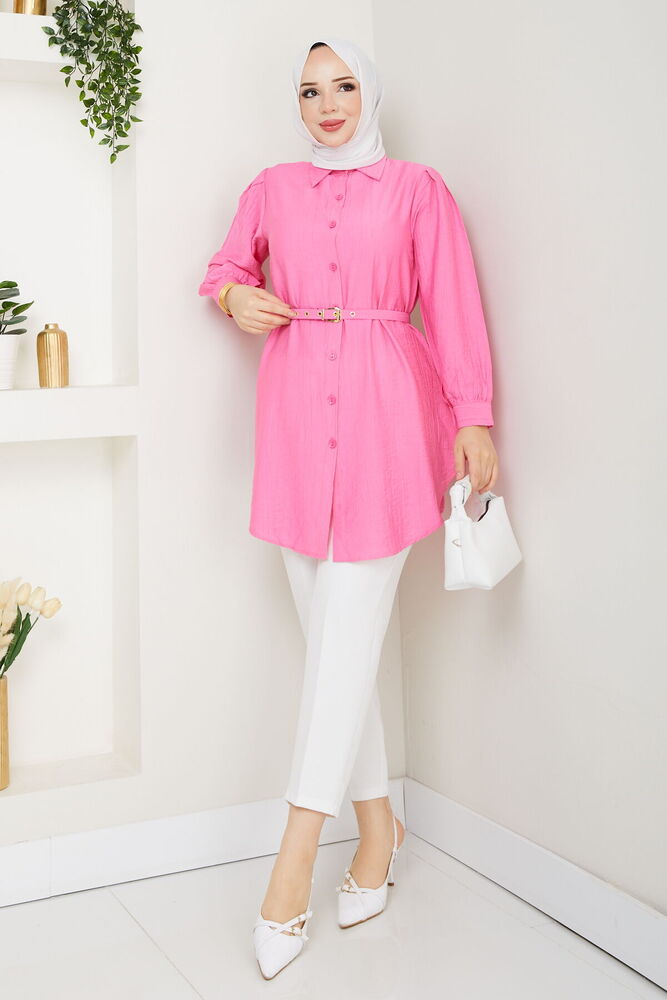Kemerli Çilek Tunik Pembe