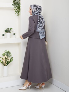 V Yaka Etekli Takım Gri #5