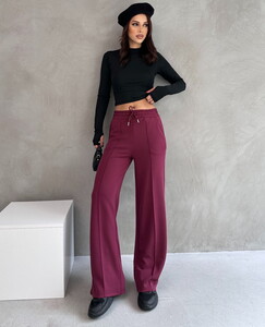 Beli Lastikli Oysho Pantolon Bordo #4