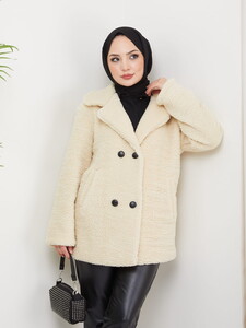 Astarlı Peluş Mont Bej #3