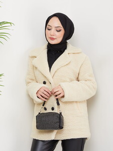 Astarlı Peluş Mont Bej #4