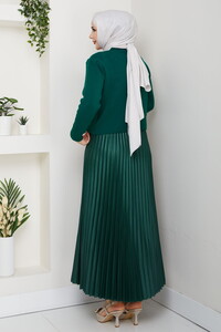Önü Düğmeli Triko Etek Takım Zümrüt #5
