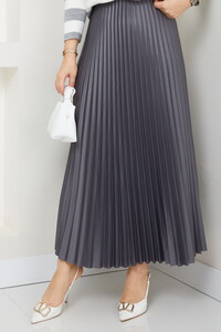 Çizgili Hırkalı Etekli Kombin Gri #4