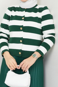 Çizgili Hırkalı Etekli Kombin Zümrüt #5
