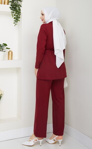 Blazer Ceket Tesettür Takım Bordo #5