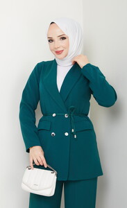 Blazer Ceket Tesettür Takım Zümrüt #3