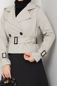 Etek Üstü Kısa Trençkot Bej #4