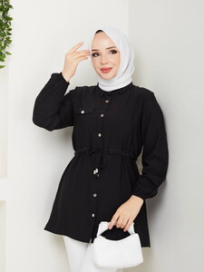 Tünelli Tesettür Tunik Siyah #3