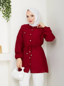 Tünelli Tesettür Tunik Bordo #3