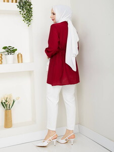 Tünelli Tesettür Tunik Bordo #5
