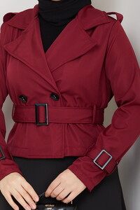 Etek Üstü Kısa Trençkot Bordo #4