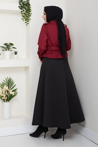 Etek Üstü Kısa Trençkot Bordo #5