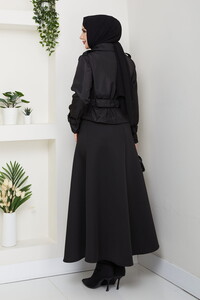 Etek Üstü Kısa Trençkot Siyah #5