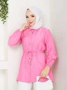 Tünelli Tesettür Tunik Pembe #3