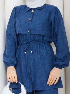 Beli Tünelli Keten Pantolon Takım Laci #4