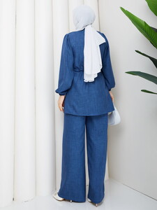 Beli Tünelli Keten Pantolon Takım Laci #5