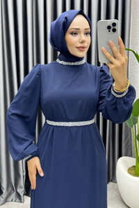 Kemeri Yakası Taşlı Şifon Abiye Laci #3