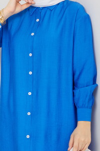 Yandan Yırtmaçlı Basic Tunik Mavi #4