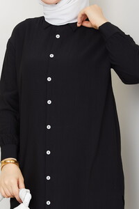 Yandan Yırtmaçlı Basic Tunik Siyah #4