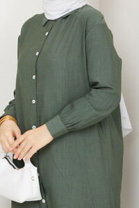 Yandan Yırtmaçlı Basic Tunik Haki #4
