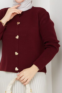 Kalpli Triko Hırkalı Piliseli Etek Takım Bordo #4