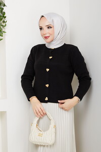 Kalpli Triko Hırkalı Piliseli Etek Takım Siyah #3