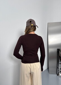 Parmak Detaylı Sandy Bluz Kahve #3