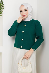 Kalpli Triko Hırkalı Piliseli Etek Takım Zümrüt #3