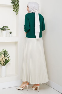 Kalpli Triko Hırkalı Piliseli Etek Takım Zümrüt #4