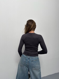 Parmak Detaylı Sandy Bluz Gri #3