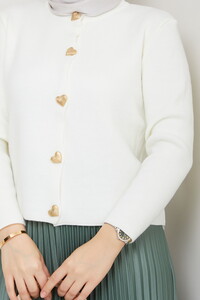 Kalpli Triko Hırkalı Piliseli Etek Takım Beyaz&Mint #4