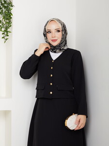 V Yaka Etekli Takım Siyah #3