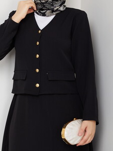 V Yaka Etekli Takım Siyah #4