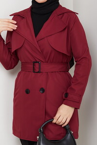 Kruvaze Yaka Trençkot Bordo #4