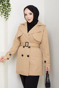 Kruvaze Yaka Trençkot Latte #3