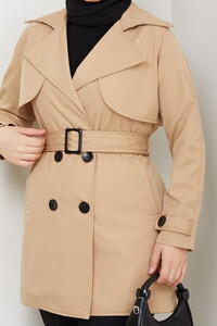 Kruvaze Yaka Trençkot Latte #4