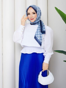 Gipe Detaylı Piliseli Etek Takım Saks #3