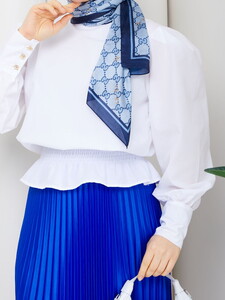 Gipe Detaylı Piliseli Etek Takım Saks #4