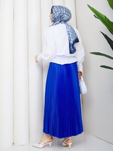 Gipe Detaylı Piliseli Etek Takım Saks #5