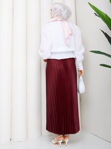 Gipe Detaylı Piliseli Etek Takım Bordo #3